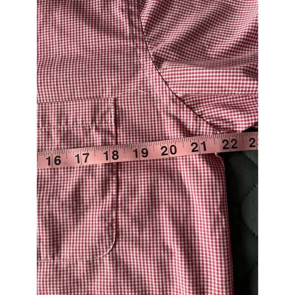 ✨Van Heusen Mens Button Down Shirt Red Gingham Check Wrinkle Free Small 14.5-15 - Picture 5 of 7